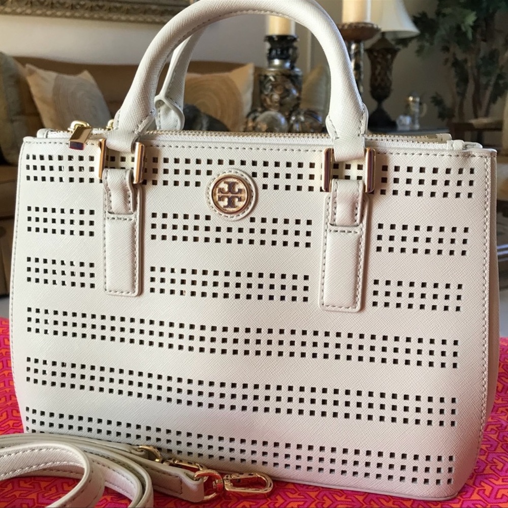 Tory Burch White Saffiano leather shoulder bag